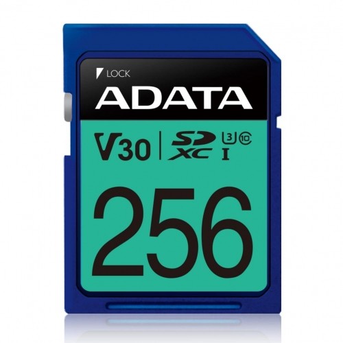 ADATA  
         
       Premier Pro UHS-I SDXC, 256 GB, Flash memory class 10, U3, V30, 85 MB/s, 100 MB/s image 1