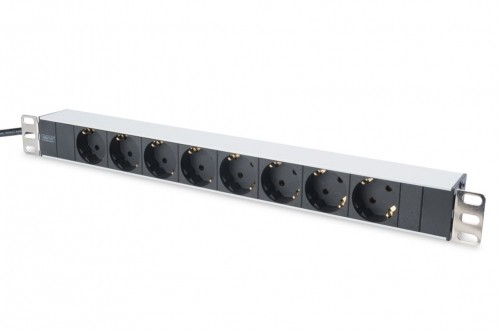 Digitus  
         
       Aluminum outlet strip with 8 safety outlets 	DN-95401 Sockets quantity 8, 8x safety outlets 250VAC 50/60Hz / 16A / 4000W. Installation: Desktop, Rack 0U, Rack 1U image 1