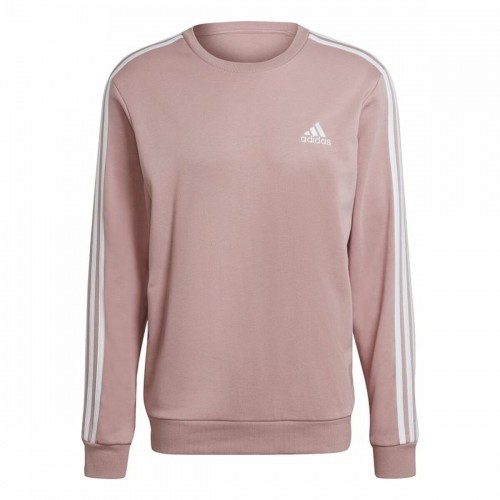 Men’s Sweatshirt without Hood Adidas Essentials French Terry 3 Stripes Pink image 1
