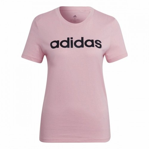 Women’s Short Sleeve T-Shirt Adidas Loungewear Essentials Slim Logo Pink image 1