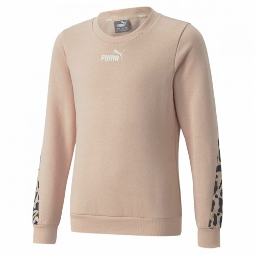 Džemperis Meitenēm Bez Kapuces Puma Alpha Crew Neck Bēšs Leoparda Rozā image 1