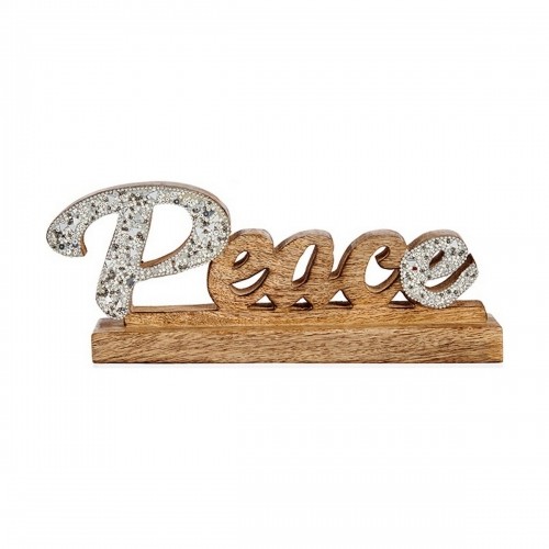 Decorative Figure Peace Glitter 6 x 13 x 31 cm Silver Wood image 1