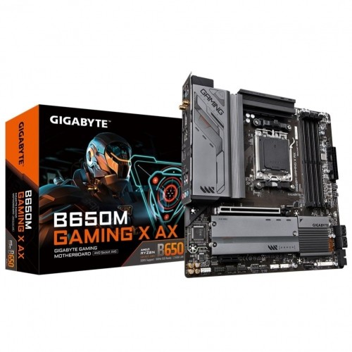 Gigabyte  
         
       B650M GAMING X AX 1.1 M/B Processor family AMD, Processor socket AM5, DDR5 DIMM, Memory slots 4, Supported hard disk drive interfaces 	SATA, M.2, Number of SATA connectors 4, Chipset B650, Micro ATX image 1