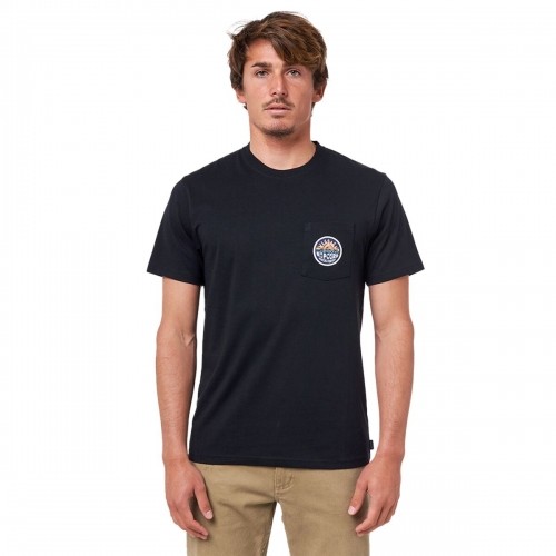 Men’s Short Sleeve T-Shirt Rip Curl Horizon Badge Black Men image 1