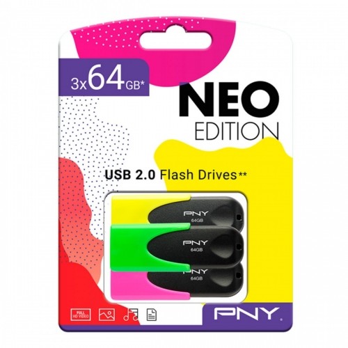 USB stick PNY Black Multicolour 64 GB image 1