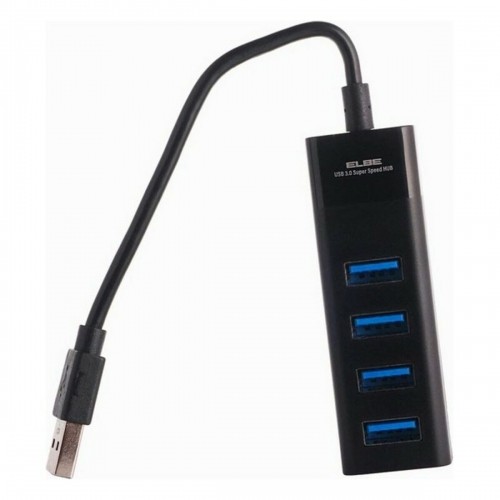 4-Port USB Hub 3.0 ELBE HUB401 Black image 1