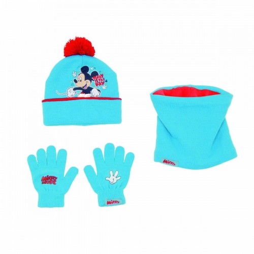 Hat, Gloves and Neck Warmer Mickey Mouse Happy smiles Blue Red image 1