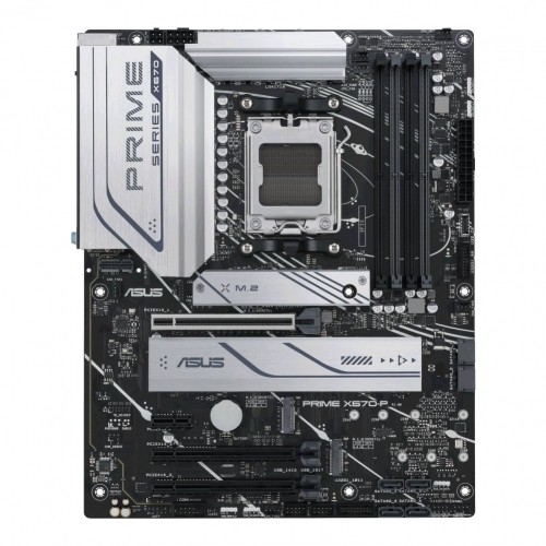 Asus  
         
       PRIME X670-P Processor family AMD, Processor socket  AM5, DDR5 DIMM, Memory slots 4, Supported hard disk drive interfaces 	SATA, M.2, Number of SATA connectors 6, Chipset AMD X670, ATX image 1