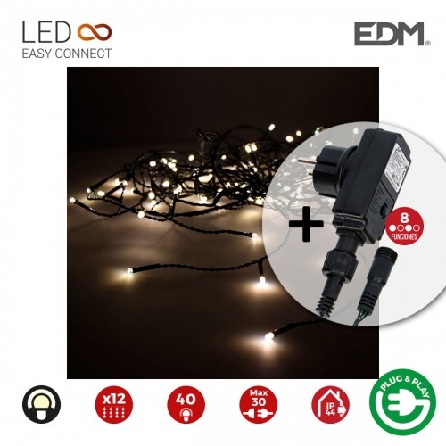LED aizkaru gaismas EDM Icicle Easy-Connect 100W Silts balts (200 x 50 cm) image 1
