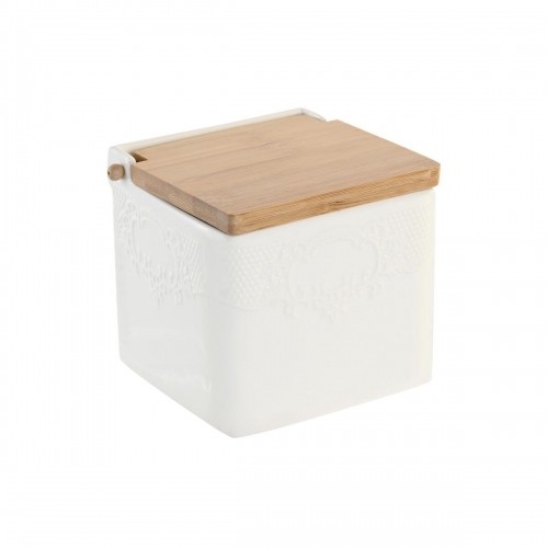 Salt Shaker with Lid DKD Home Decor 10,5 x 9 x 9 cm Natural Porcelain White image 1