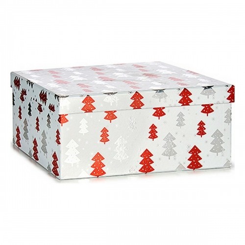 Set of decorative boxes Christmas Tree Christmas Red Silver White Cardboard image 1