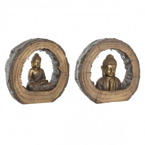 Декоративная фигура DKD Home Decor Отделка состаренная Позолоченный Коричневый Будда Восточный магний (40 x 13 x 40 cm) (2 штук) image 1