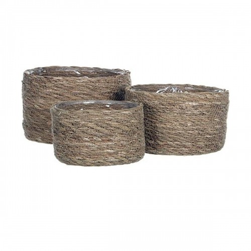 Set of Baskets Mica Decorations 3 Pieces Brown wicker image 1