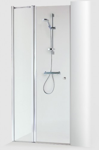 Brasta Glass Dušas durvis nišām GRETA PLUS 90 Ar faktūru, zaļgans, zilgans, šinšila, matēts image 1