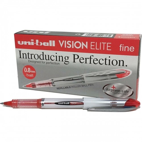 Liquid ink ballpoint pen Uni-Ball Vision Elite UB-200 Sarkans 12 gb. image 1