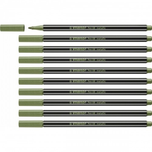 Фетр Stabilo Pen 68 metallic Leaf Зеленый 10 штук image 1