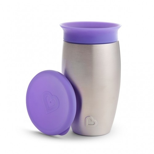MUNCHKIN stainless steel sippy Cup, purple, Miracle 360, 12m+, 296ml, 05190901 image 1