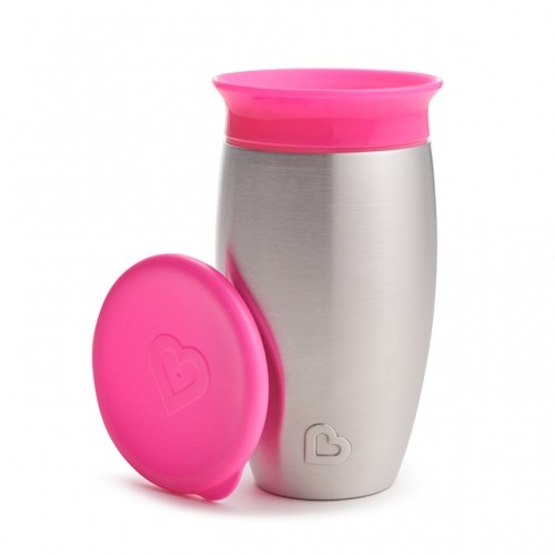 MUNCHKIN stainless steel sippy Cup, pink, Miracle 360, 12m+, 296ml, 01245101 image 1