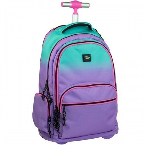 School Rucksack with Wheels Milan Turquoise Lilac 52 x 34,5 x 23 cm image 1