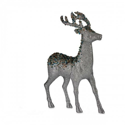 Decoration Medium Reindeer 15 x 45 x 30 cm Silver Blue Golden Plastic image 1