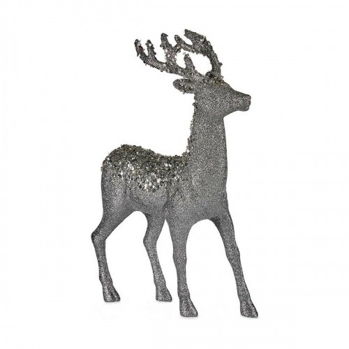 Decoration Medium Reindeer 15 x 45 x 30 cm Silver White Plastic image 1