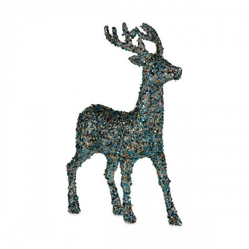Decoration Medium Reindeer 15 x 45 x 30 cm Blue Golden Plastic image 1