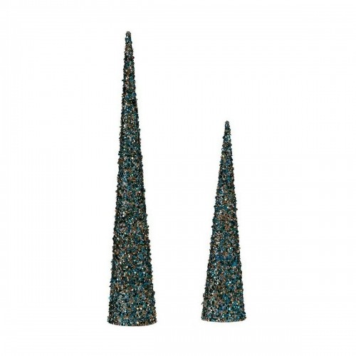 Decoration Christmas Cones Sequins Blue Golden Plastic image 1