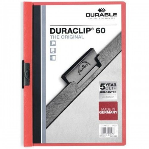 Document Folder Durable Duraclip 60 Red Transparent A4 25 Pieces image 1