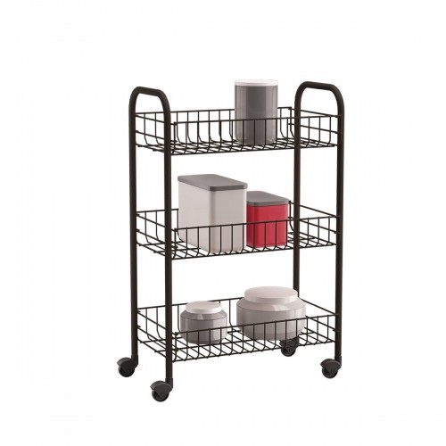 Kitchen Trolley Metaltex Siena Black 3 Shelves Cable (63 x 41 x 23 cm) image 1