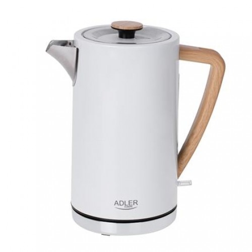Adler Kettle AD 1347w	 Electric, 2200 W, 1.5 L, Stainless steel, 360° rotational base, White image 1