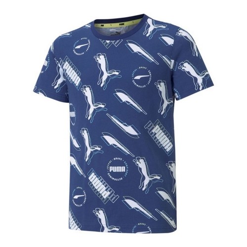 Krekls ar Īsām Piedurknēm Bērniem Puma AOP Tumši zils image 1