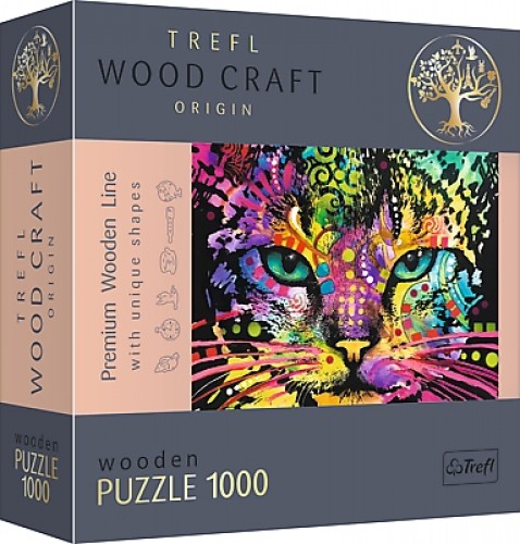 Trefl Puzzles TREFL Koka puzle - Krāsains kaķis, 1000gb image 1