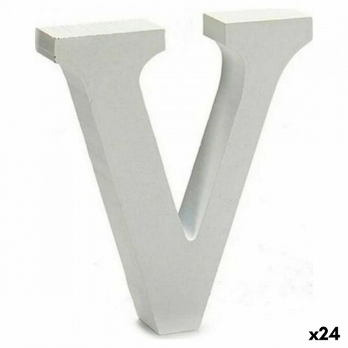 Letter V 2 x 11 cm Wood White (24 Units) image 1
