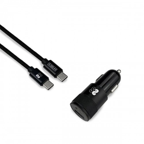 Universal USB Car Charger + USB C Cable Subblim Cargador Ultra Rapido Coche 2xUSB PD18W+QC3.0 + Cable C to C Black image 1