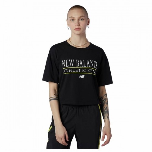 Women’s Short Sleeve T-Shirt New Balance Essentials Athletic Club Boxy Black image 1
