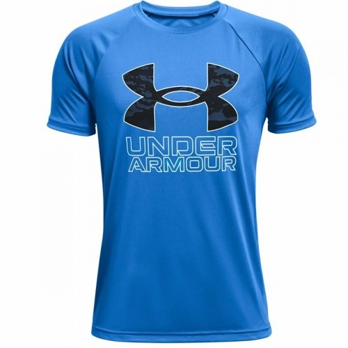 Children’s Short Sleeve T-Shirt Under Armour Tech Hybrid Blue image 1