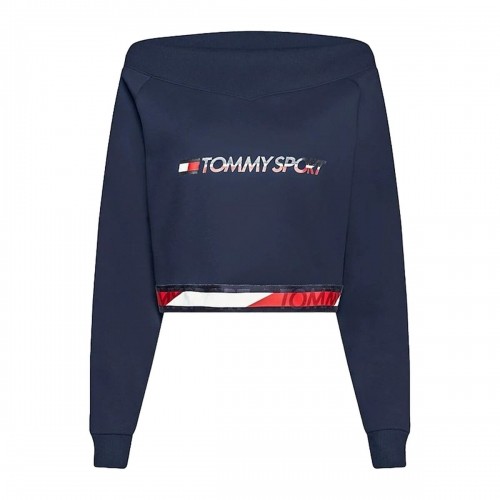 Sieviešu Sporta Krekls bez Kapuča Tommy Hilfiger Crop V Neck Tumši zils image 1