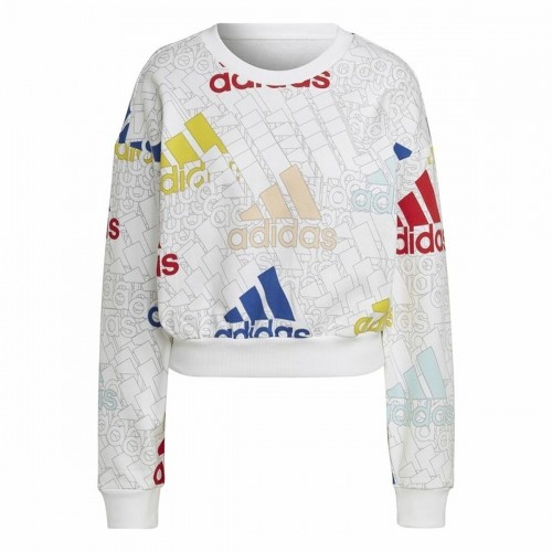 Women’s Sweatshirt without Hood Adidas Essentials Multi-Coloured White image 1