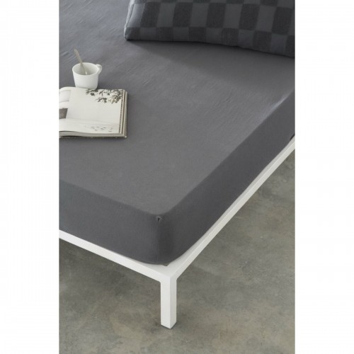 Fitted bottom sheet Naturals ELBA Dark grey 105 x 190/200 cm (Single) image 1