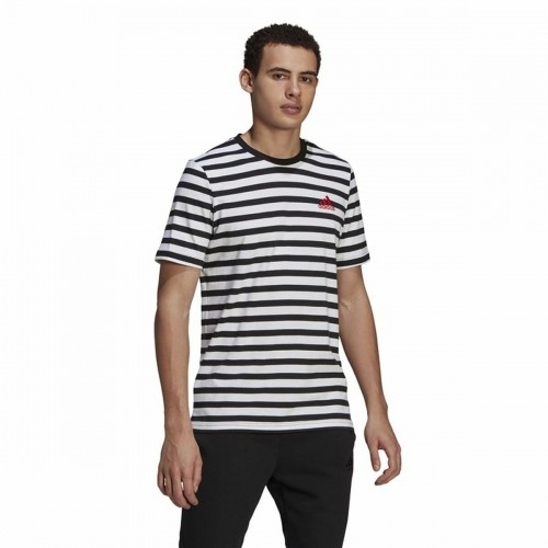 Men’s Short Sleeve T-Shirt  Essentials Stripey  Adidas Embroidered Logo Black image 1