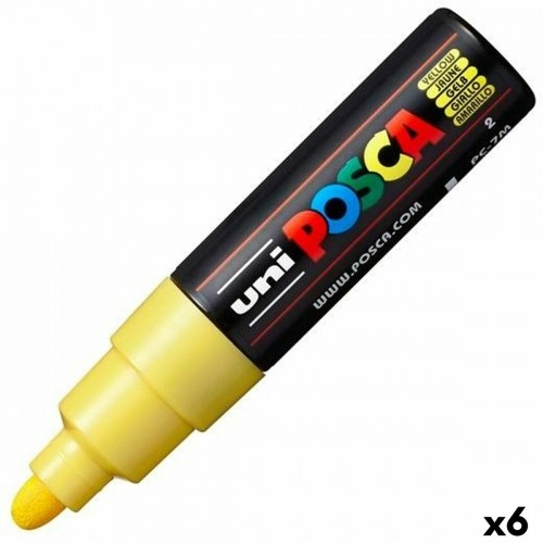 Felt-tip pens POSCA PC-7M Yellow (6 Units) image 1