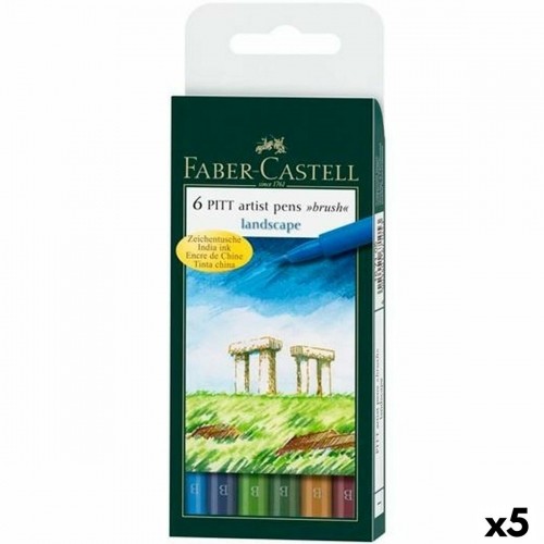 Set of Felt Tip Pens Faber-Castell Pitt Artist Landscape Case (5 Units) image 1