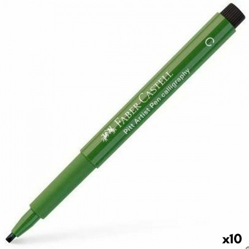 Marķieris Faber-Castell Pitt Artist Kaligrāfija Zaļš ar noberzuma efektu 10 gb. image 1