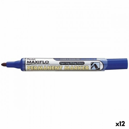 Permanent marker Pentel Maxiflo NLF50 Blue 12 Pieces (12 Units) image 1