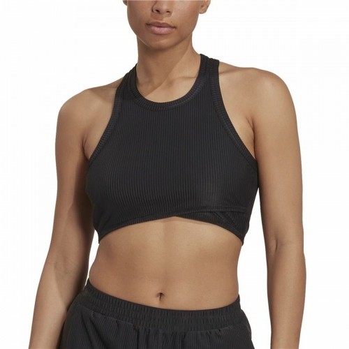 Women’s Sports Top Adidas Studio Wrapeed Rib Black image 1