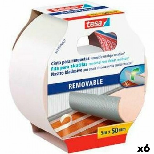 Double Sided Tape TESA Carpet Self-adhesives White 50 mm x 5 m (6 Units) image 1