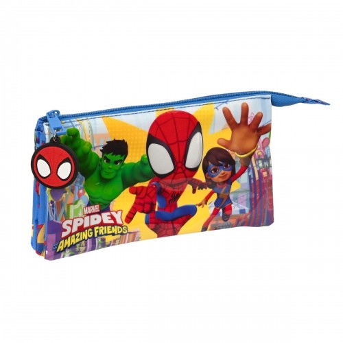 Тройной пенал Spiderman Team up Синий (22 x 12 x 3 cm) image 1