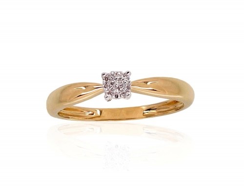 Золотое кольцо #1100187(Au-Y+PRh-W)_DI, Желтое Золото 585°, родий (покрытие), Бриллианты (0,024Ct), Размер: 16.5, 1.5 гр. image 1