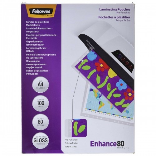 Apvalks Fellowes Laminators 100 gb. Caurspīdīgs A4 image 1