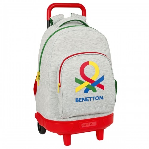 School Rucksack with Wheels Benetton Pop Grey (33 x 45 x 22 cm) image 1